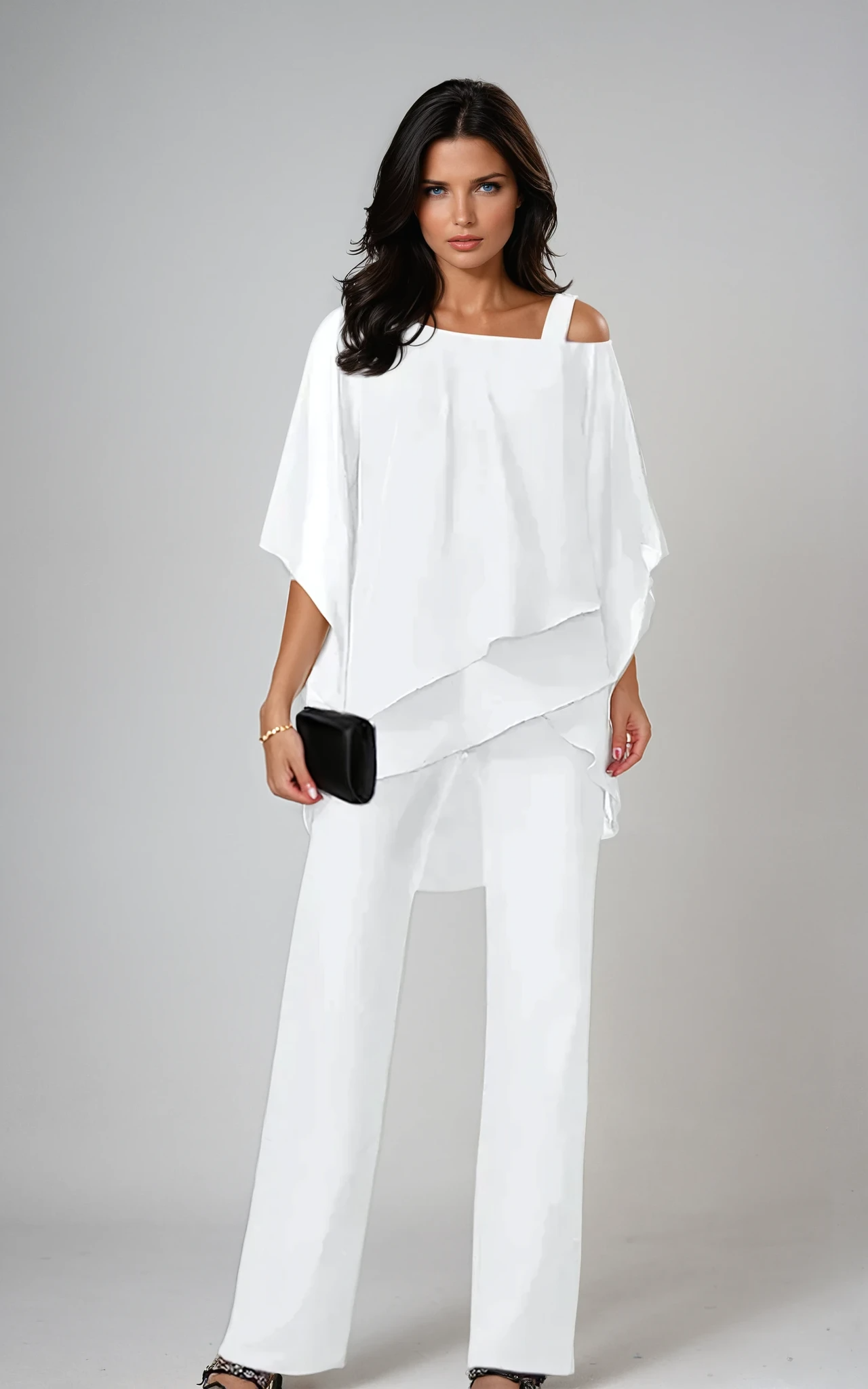 Conjunto blanco de dos piezas, elegante y versátil